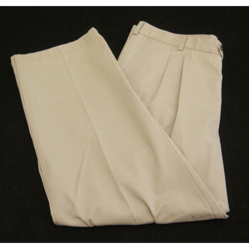 Nordstrom Khaki Pants Mens 40x29 Beige Chino Pants 4 Pockets Pleated 100% Cotton